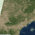 Die Dürre in Südfrankreich ist im Satellitenbild weiträumig zu sehen.